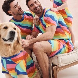 HANNA ANDERSSON Pet Johns/ Dog Pajamas in Squiggly Rainbow